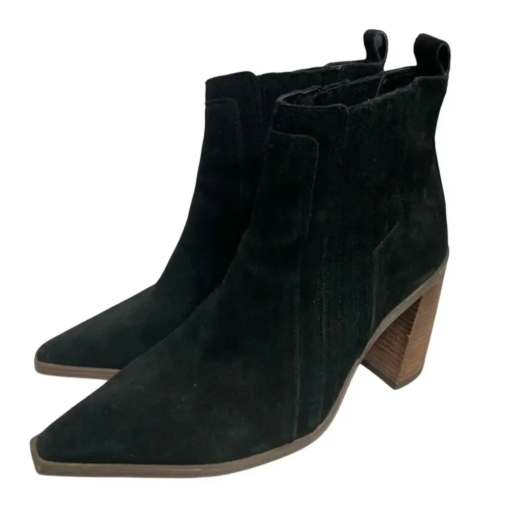 Vince Camuto Wenverna Boots 9.5 Black Suede Western Heel Ankle Booties